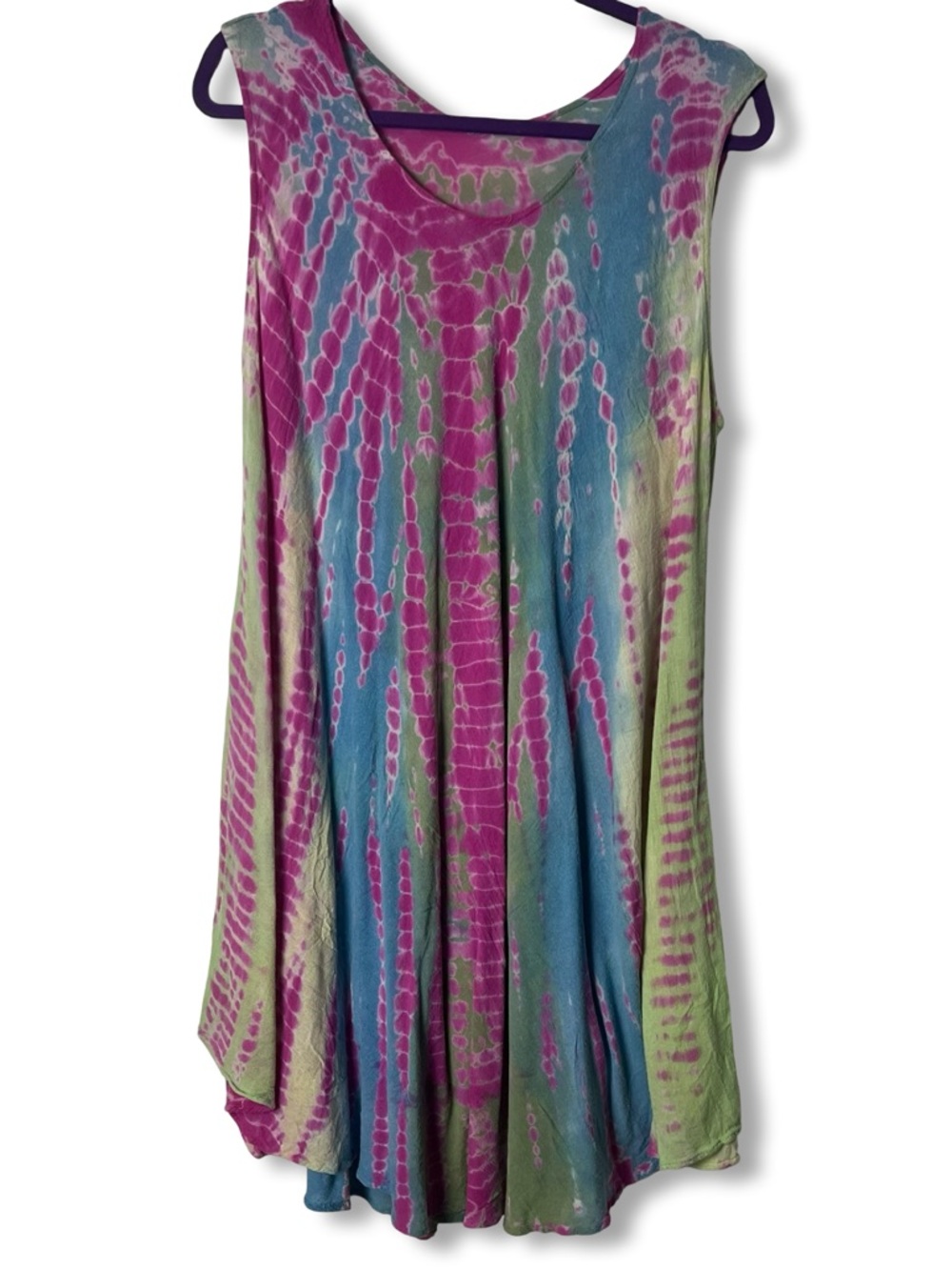 Shoreline - Women’s Tie Dye Swing Tank Dress Boho Beach Coverup One Size